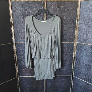 Bella D. Olive Green Scoop-Neck Long Sleeve Mini Dress